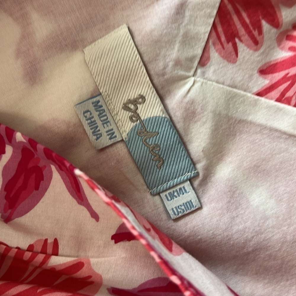 Boden Floral Sleeveless V Neck Dress Lined Cotton Sz 10 L - Picture 3 of 12